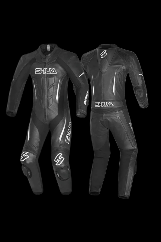 Shua Infinity Nero Bianco 1PC Tute da Moto Pelle Uomo