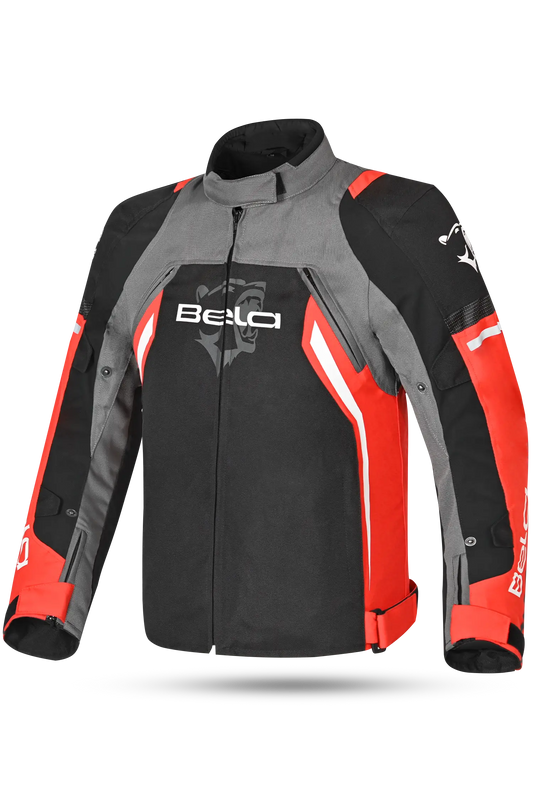 Bela Cordaniel Giacca moto Nera Grigio scuro Rosso