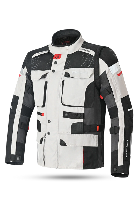 Bela Cross Road Extreme WP Giacca Tre strati moto per uomo Ice / Nero / Grigio ( Maniche removibili )