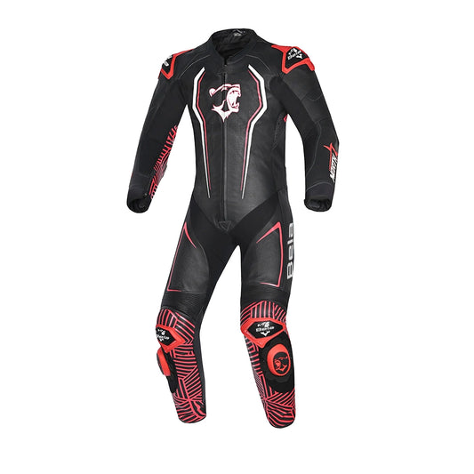 Traje de carreras de moto BELA NorthStar de 1 pieza, negro y rojo – Yamoto.it