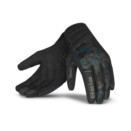 BELA CIRUS CAMO GUANTI IN TESSUTO ESTIVO NERO/BLU/CAMO – Yamoto.it