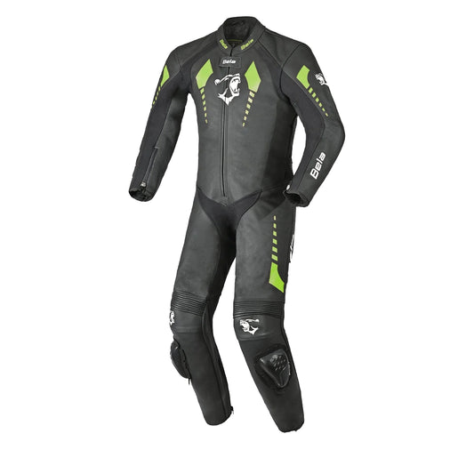 Traje de moto de cuero para niños Bela Rollover, color negro y amarillo, 1 pieza – Yamoto.it