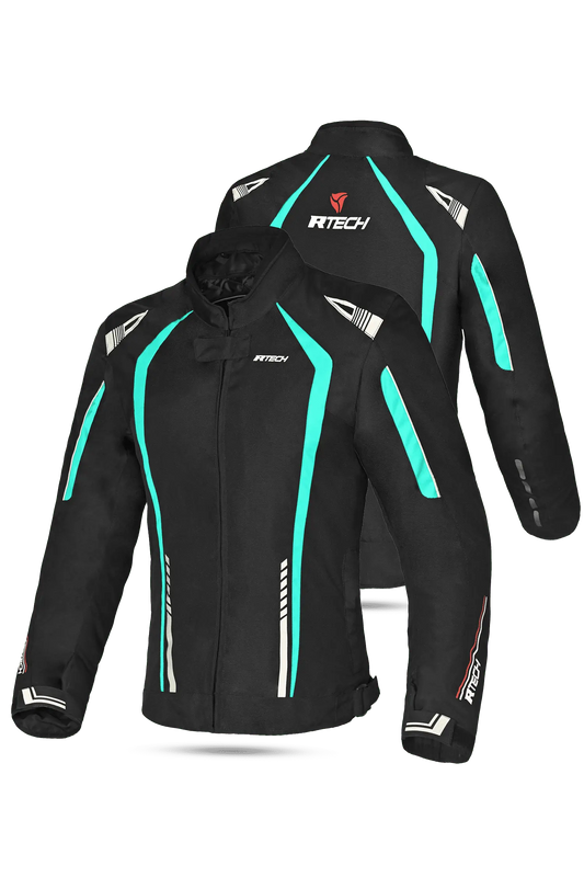 R-Tech Marshal Giacca da donna Moto Nero/Turquesa
