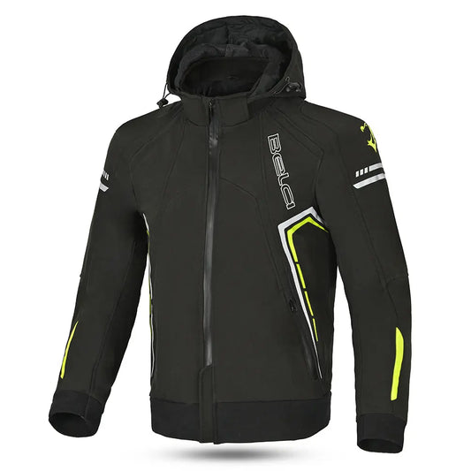 BELA BREEZE GIACCA DI MOTO SOFTSHELL CAPPUCCIO REMOVIBILE UOMO NERO GIALLO FLOU – Yamoto.it
