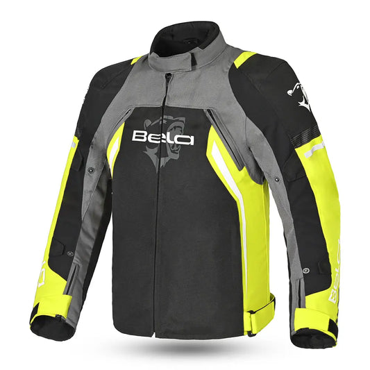Bela Cordaniel Giacca moto - Nera/Grigio scuro/Fluor giallo front