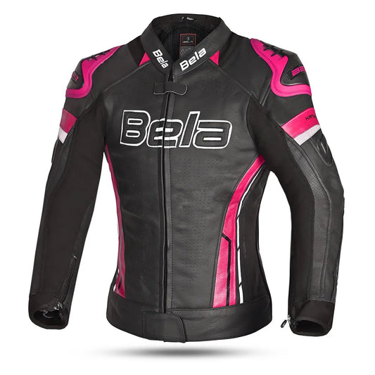Bela Rocket Nero Pink donna Giacca (Pelle Di Canguro Mix) front