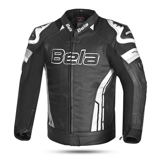 Bela Rocket Nero bianco Uome Giacca (Pelle Di Canguro Mix)