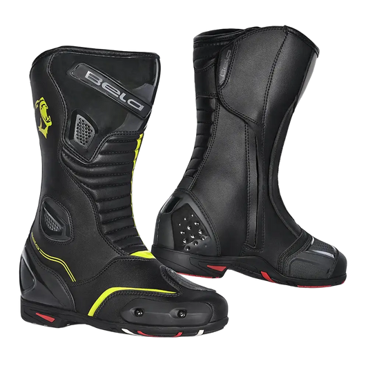 Bela Strip stivali da moto sportivo Nero/Giallo Flu
