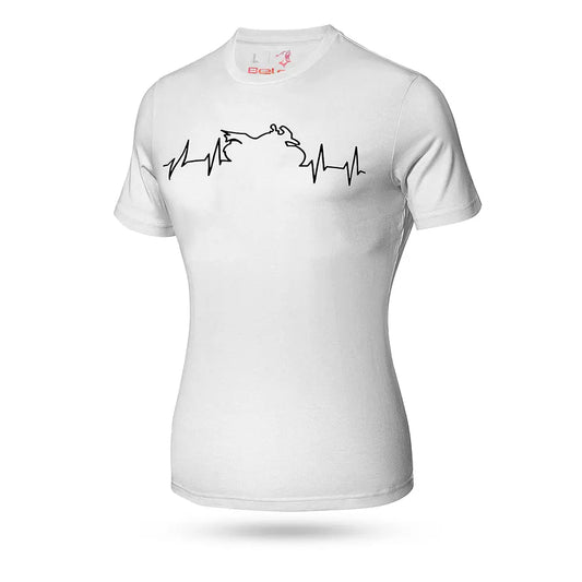 Bela Maglietta Bianco Heartbeat ECG Donna