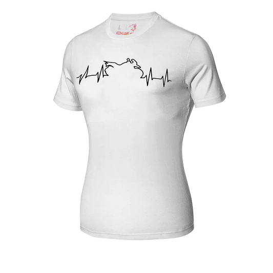 Bela Maglietta Bianco Heartbeat ECG Donna