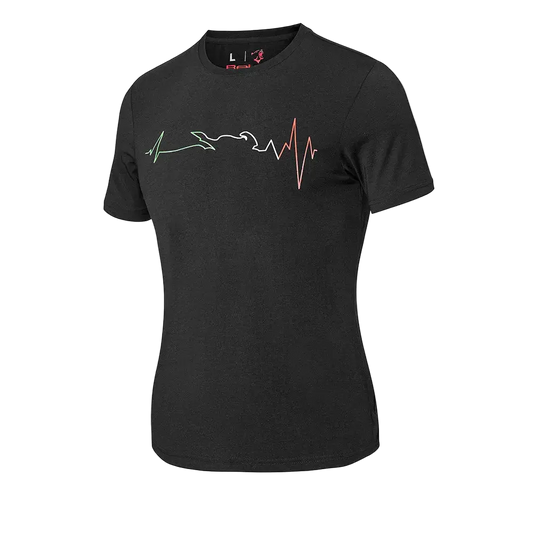 Bela Maglietta Nera Heartbeat ECG ITALIA Donna