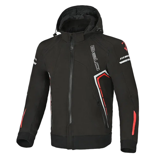 Bela Breeze Giacca softshell per uomo Cappuccio removibile Nero/Rosso