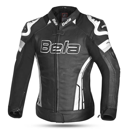 Bela Rocket Nero bianco donna Giacca (Pelle Di Canguro Mix) front