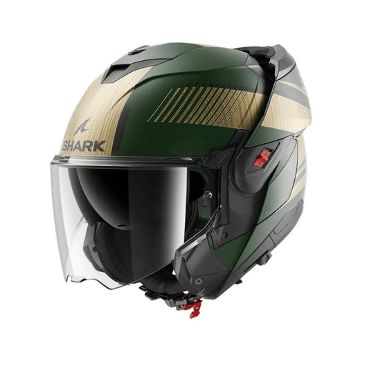 SHARK OXO SIEVE Modulare Caschi Verde Opaco Cromato Oro