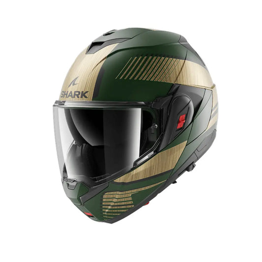 SHARK OXO SIEVE Modulare Caschi Verde Opaco Cromato Oro