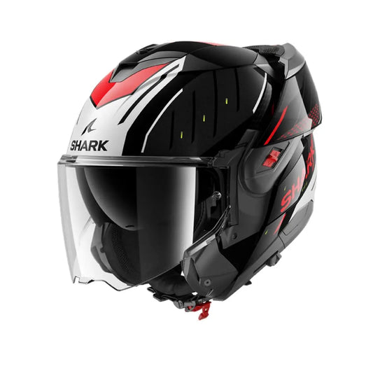 SHARK OXO RYDGER Modulare Flip Up Caschi Nero Argento Rosso