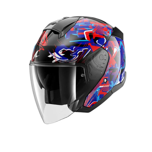 SHARK SKWAL PRANZ URBAN TOURING CASCHI JET NERO BLU ROSSO