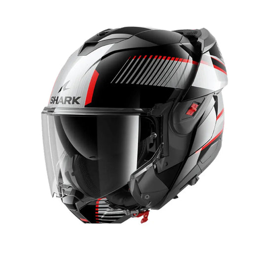 SHARK OXO SIEVE Moto Modulare Caschi Nero Cromo Argento