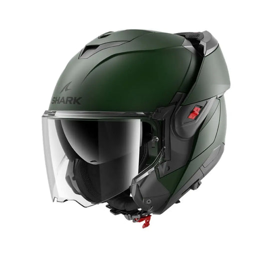 SHARK OXO BLANK Moto Modulare Flip Up Caschi Verde Scuro