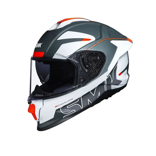 SMK TITAN FIREFLY MA613 Moto Integrale Caschi Opaco Grigio Bianco – Yamoto.it