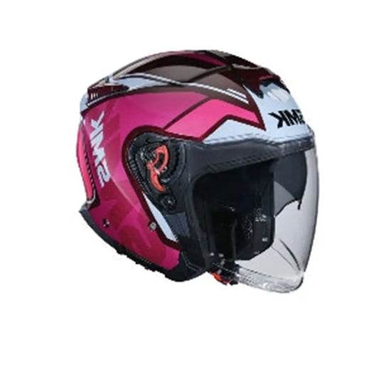 SMK GTJ TOURER GL363 Moto Casco Jet Caschi Rosa Bianco Marrone