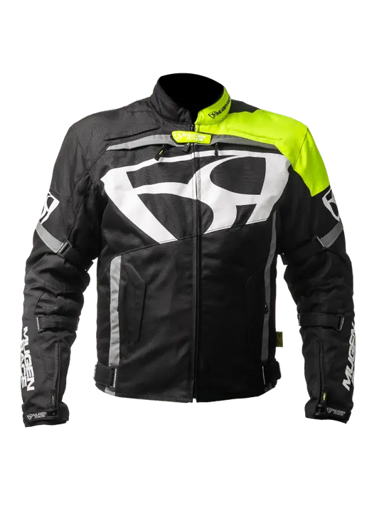 MUGENRACE AGGRESSORE-T Moto Tessile Giacca Nero Giallo Fluo