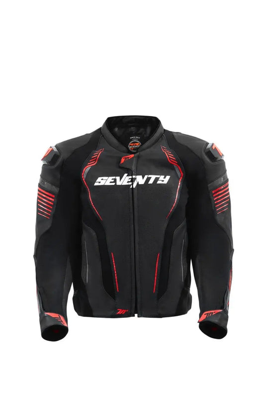 SEVENTY SD-JL24 SPOILER Moto Pelle Uomo Giacca Nera Rossa