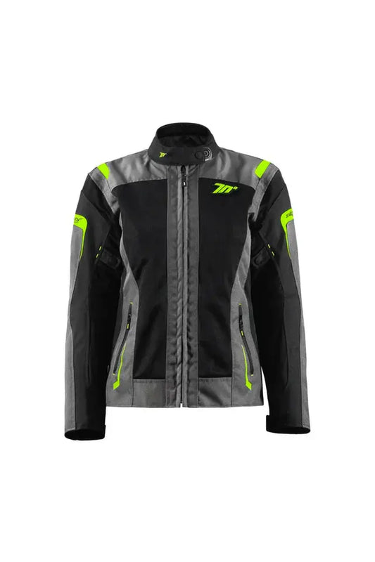 Chaqueta de moto Seventy SD-JT68 Sahara Summer para mujer gris/amarillo fluorescente