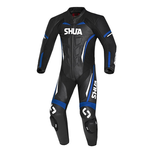 Traje de motociclista de cuero Shua Infinity negro y azul para hombre, 1 pieza – Yamoto.it