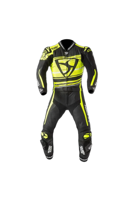 MUGENRACE MNR-2008 Rc-Max Due Pezzi Tuta Pelle Bianca Nera Gialla
