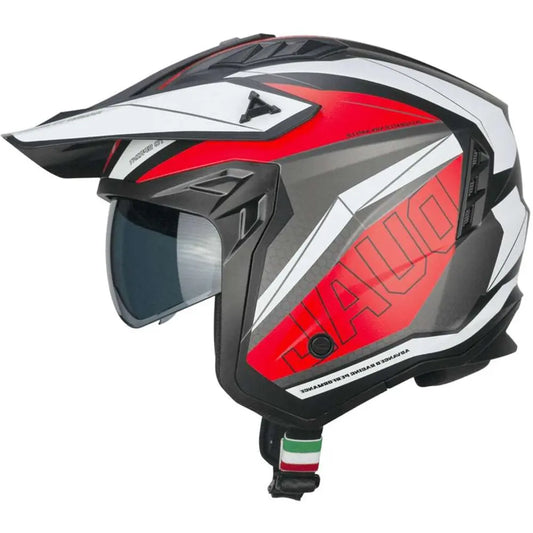 CGM 155G RUSH DUAL casco Jet Nero Rosso opaco