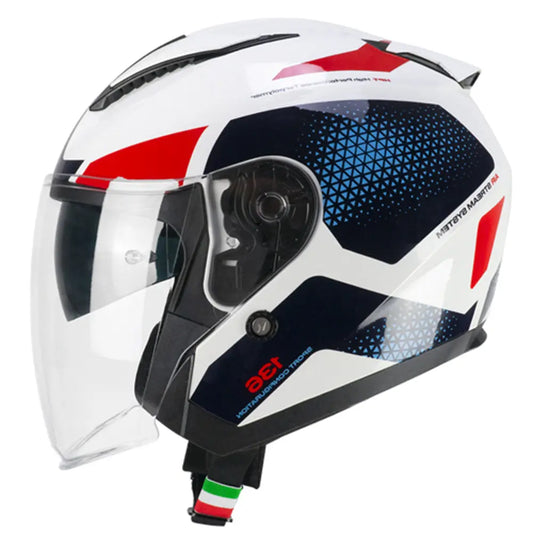 CGM 136G DNA GALAXY Moto Jet Caschi Bianco Azzurro