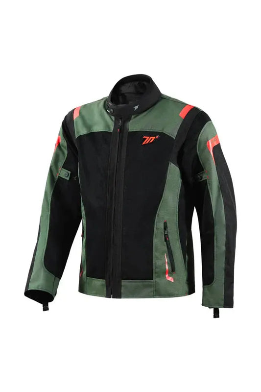 CHAQUETA DE MOTO SAHARA PARA HOMBRE SD-JT66 SAHARA VERDE EJÉRCITO/ROJO