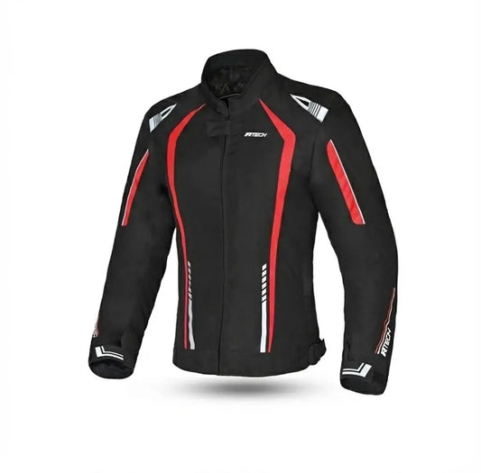 R-TECH MARSHAL GIACCA DA MOTO DA DONNA IN TESSUTO NERO ROSSO