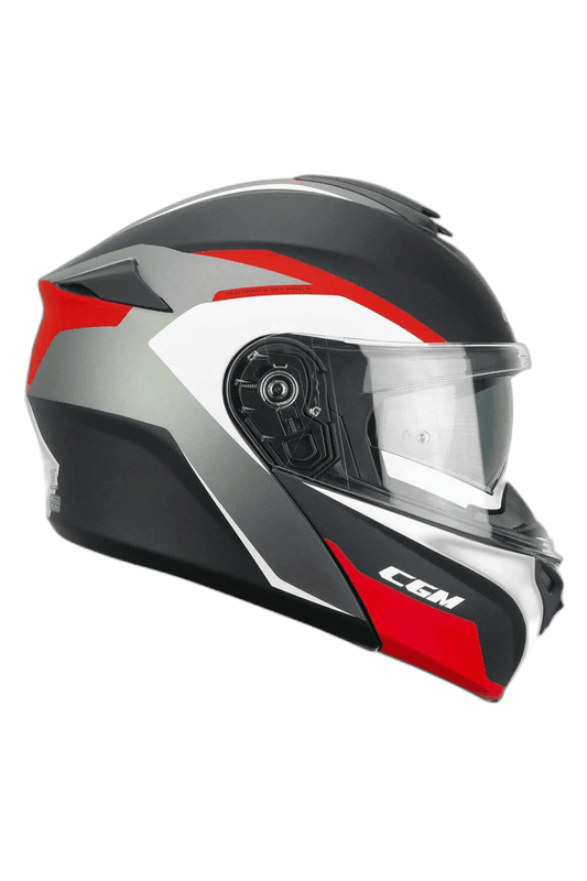 CGM 568G Ber Dresda Moto Modulare Caschi Nero Rosso opaco