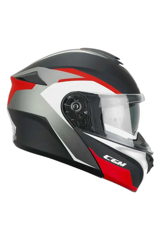 CGM 568G Ber Dresda Moto Modulare Caschi Nero Rosso opaco