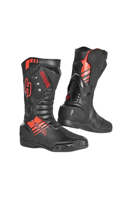 Shua Super Tech Stivali da moto da corsa /Pista Nero/Rosso