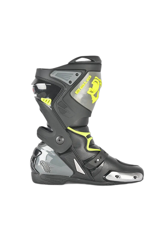Bela Race Pro Stivali Da Corsa Moto Nero/Grigio/giallo