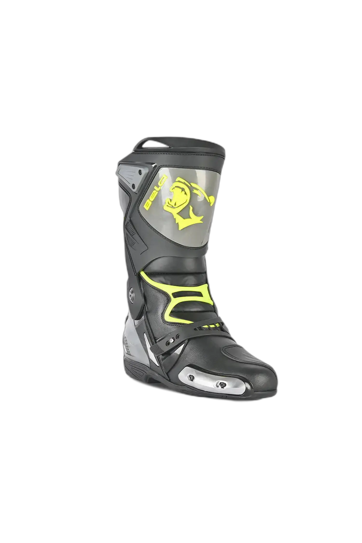 Bela Race Pro Stivali Da Corsa Moto Nero/Grigio/giallo