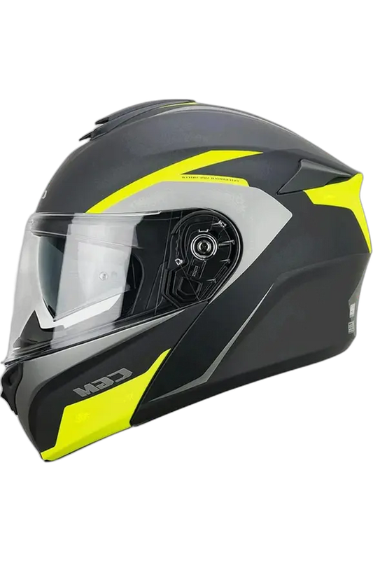 CGM 568G BER DRESDA Moto Modulare Caschi Grafite Giallo fluo opaco