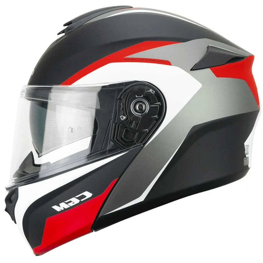 CGM 568G Ber Dresda Moto Modulare Caschi Nero Rosso opaco