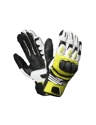 R-TECH - GUANTE PIEL ROCCO Racing Nero/Amarillo Farina