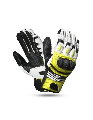 R-TECH - GUANTE PIEL ROCCO Racing Nero/Amarillo Farina over view