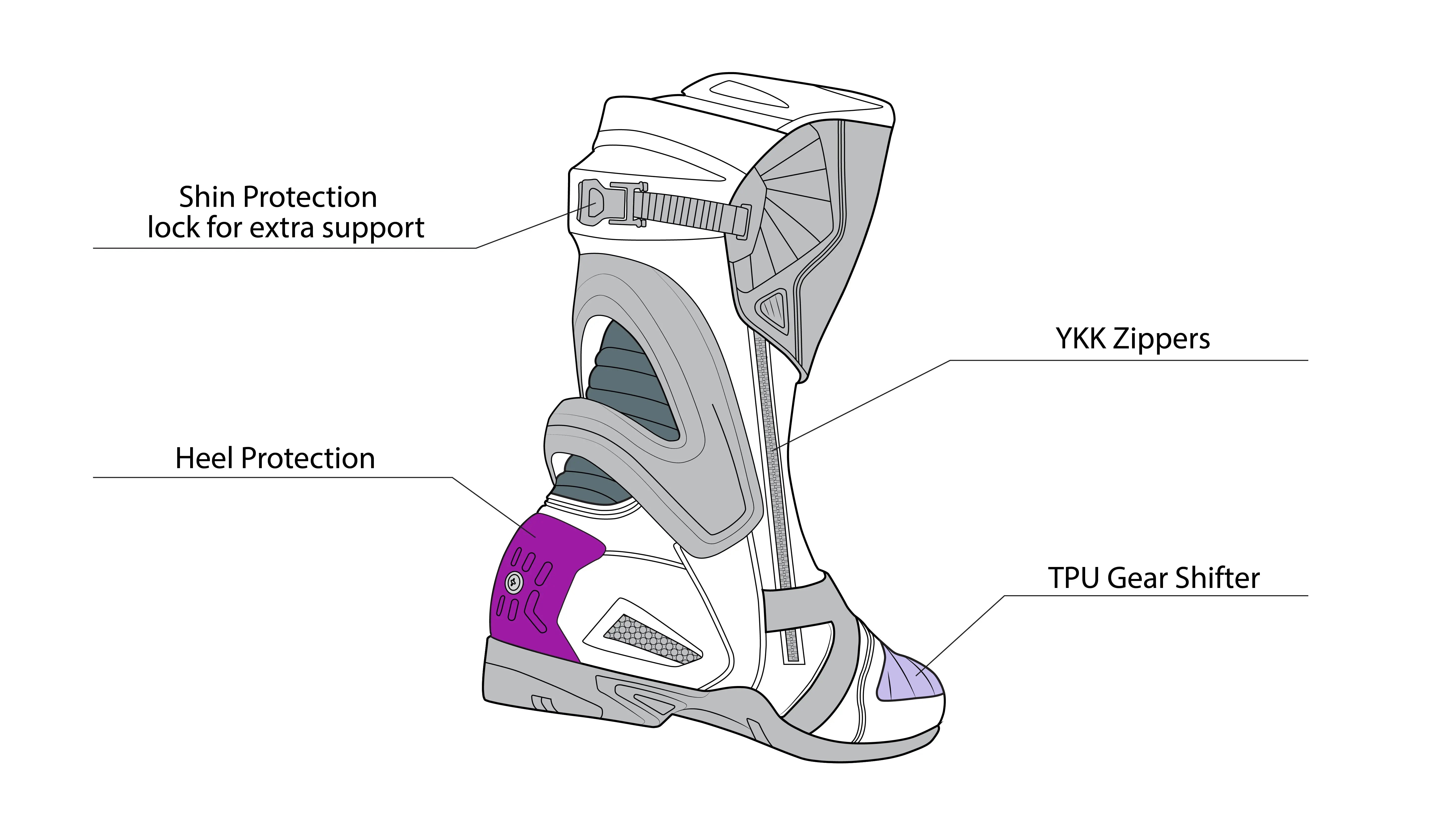 Bela Race Pro 2.0 Stivale Da Corsa Moto Nero/Grigio