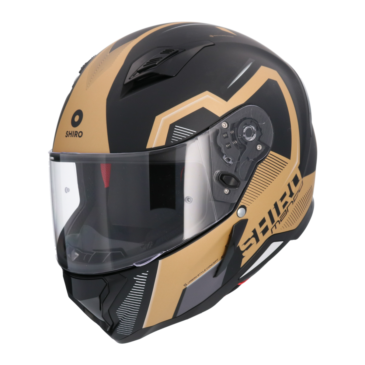 SHIRO HUNTER SH-890 MANDO MOTO INTEGRALI CASCHI NEGRO OPACO NERO ORO 
