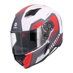 SHIRO CASCO HUNTER SH-890 MANDO BLANCO MATE_ROJO 