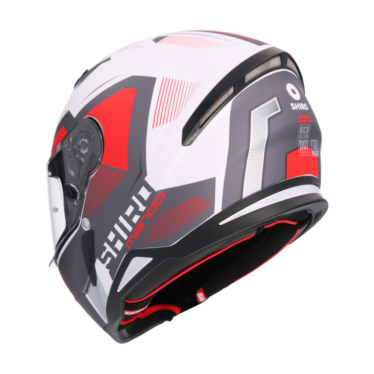 SHIRO CASCO HUNTER SH-890 MANDO BLANCO MATE_ROJO 