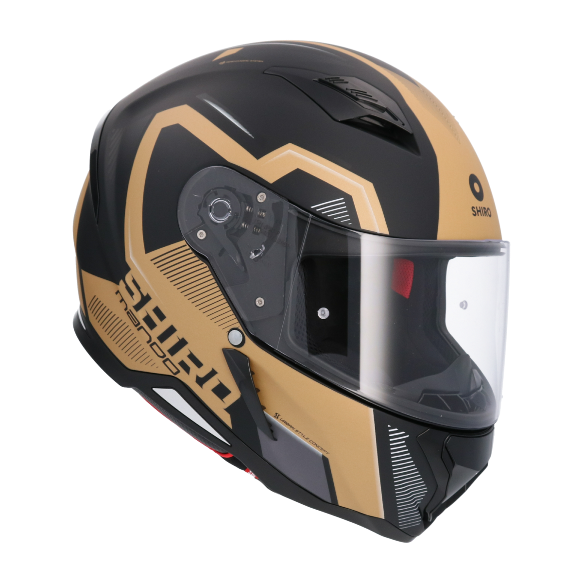 SHIRO HUNTER SH-890 MANDO MOTO INTEGRALI CASCHI NEGRO OPACO NERO ORO 