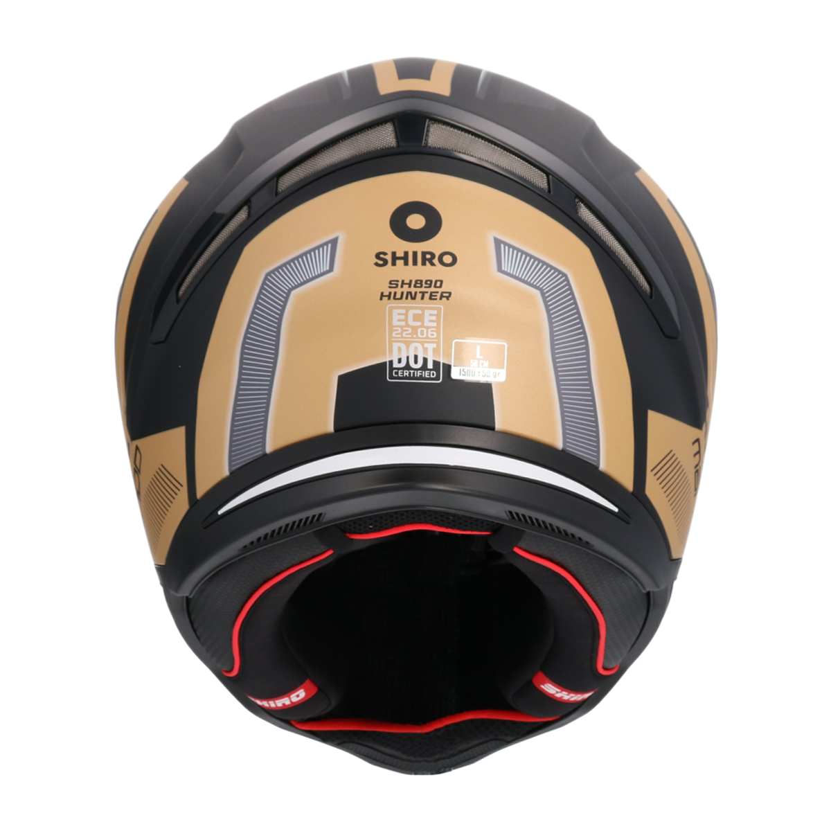 SHIRO HUNTER SH-890 MANDO MOTO INTEGRALI CASCHI NEGRO OPACO NERO ORO 