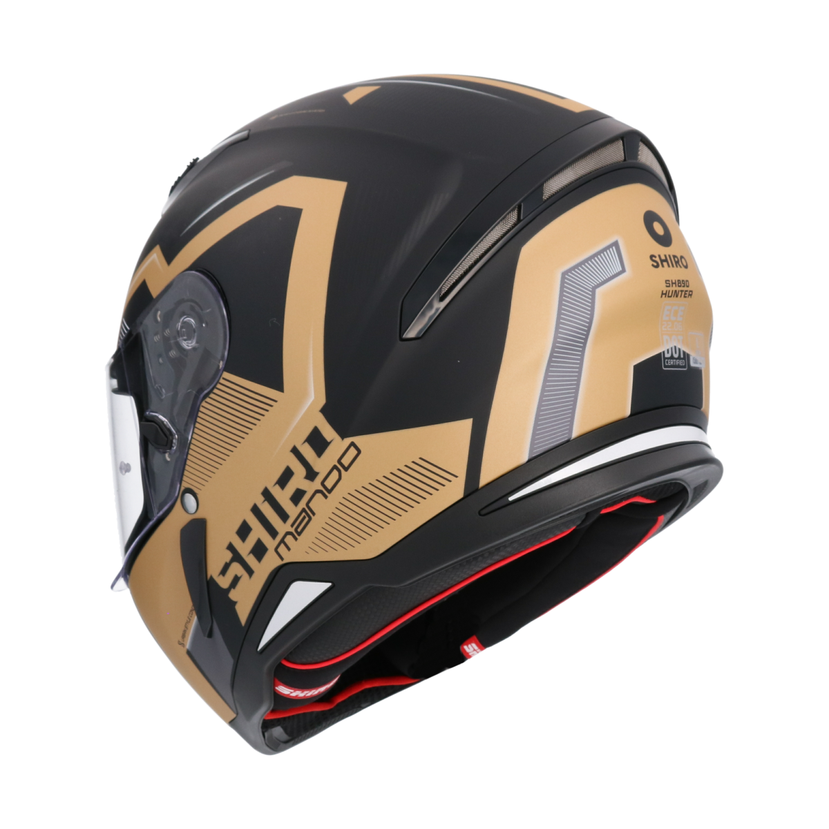 SHIRO HUNTER SH-890 MANDO MOTO INTEGRALI CASCHI NEGRO OPACO NERO ORO 